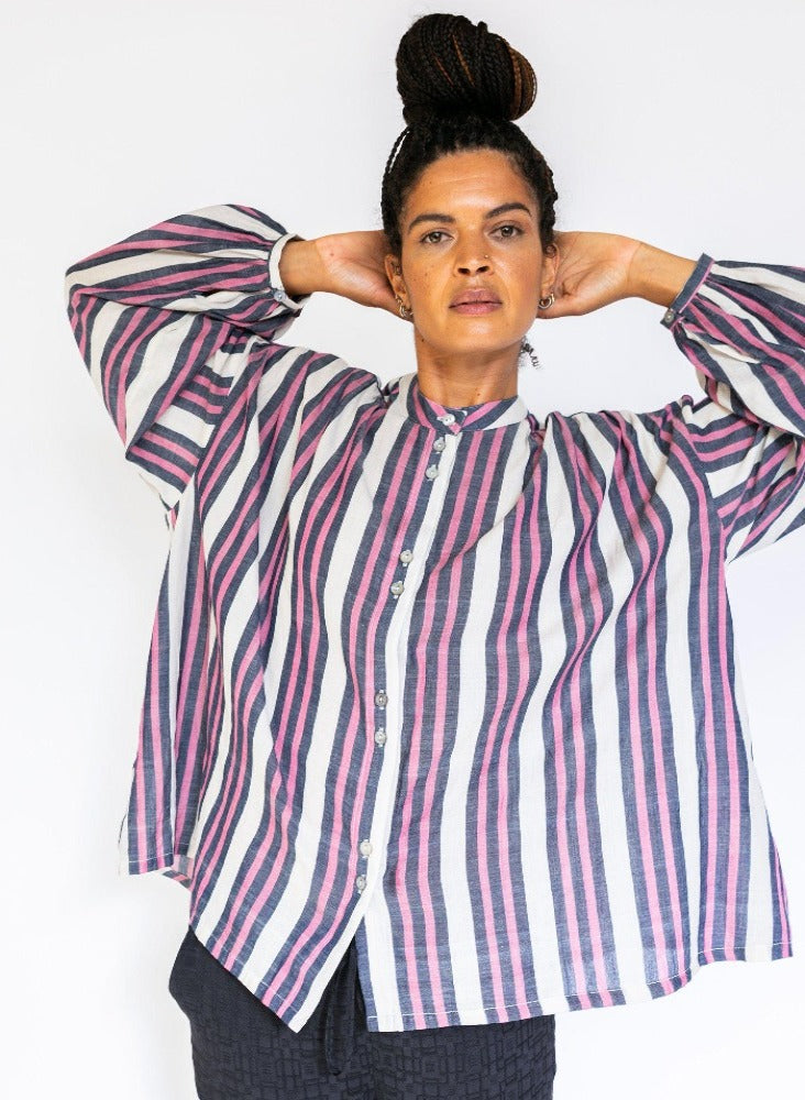Seek Bazaar | Artist Shirt, fuchsia stripe