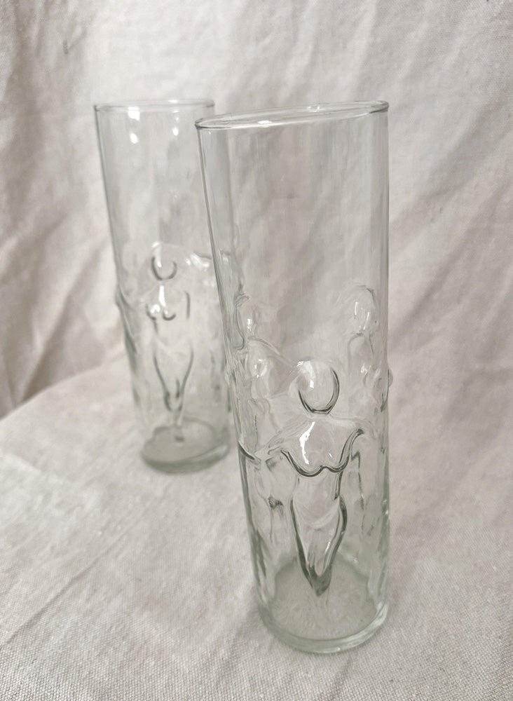 vintage highball glasses, dancing ladies