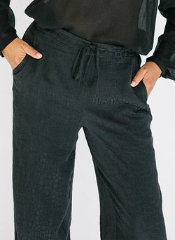 Drawstring Pants, black silk jacquard