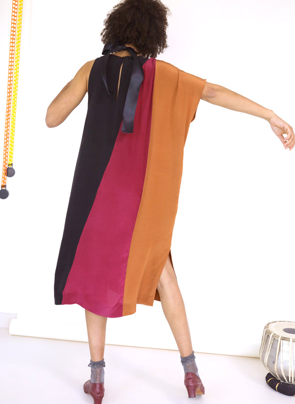 Thanh Dress, silk color block