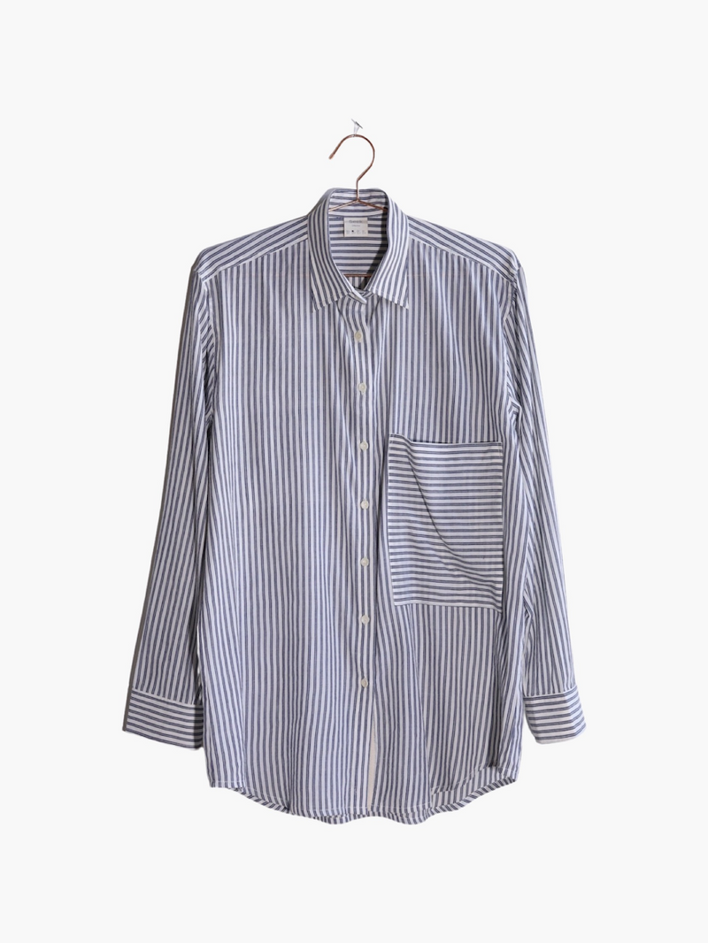 Unisex Page Shirt, navy indigo stripe