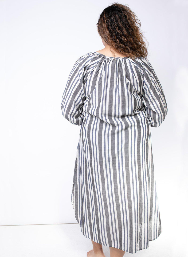 Caz Dress, silver stripe
