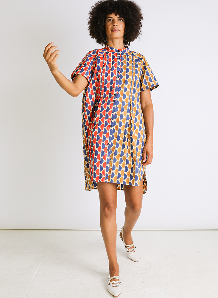 Brenna Dress, halves block print